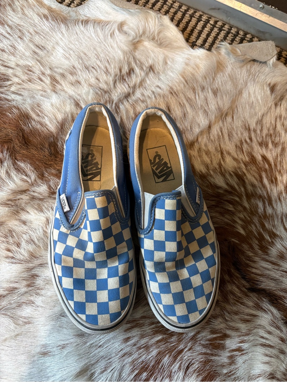 Vans Kids Slip-On Checkerboard Sneakers - Blue and White